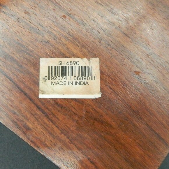 Handmade Wood Decorative Trinket Box with Brass Accents 4"Sq, made in India - Picture 4 of 5